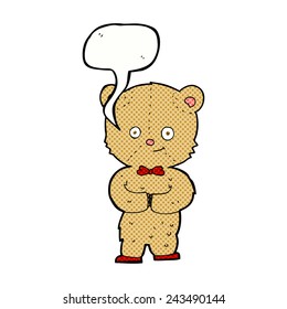 cartoon teddy bear with speech bubble