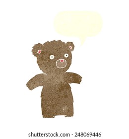el oso de peluche de caricatura con burbuja de habla