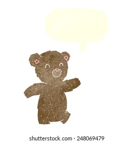 el oso de peluche de caricatura con burbuja de habla
