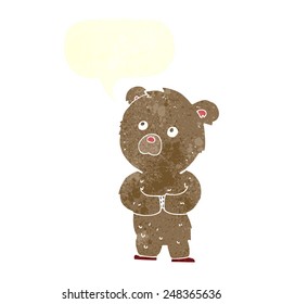 el oso de peluche de caricatura con burbuja de habla