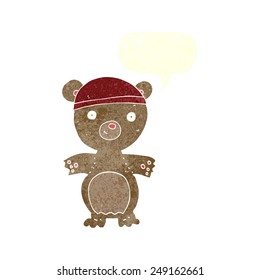 el oso de peluche de caricatura con burbuja de habla