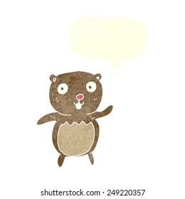 cartoon teddy bear with speech bubble