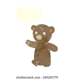 el oso de peluche de caricatura con burbuja de habla