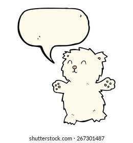 el oso de peluche de caricatura con burbuja de habla