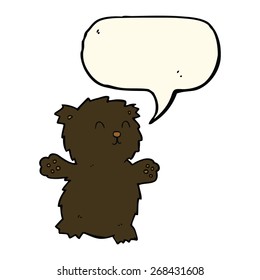 el oso de peluche de caricatura con burbuja de habla