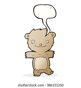 el oso de peluche de caricatura con burbuja de habla