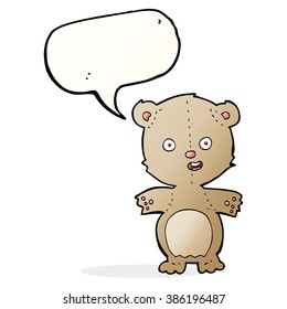 el oso de peluche de caricatura con burbuja de habla