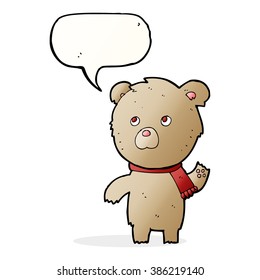 el oso de peluche de caricatura con burbuja de habla
