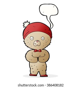 cartoon teddy bear with speech bubble