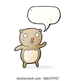 el oso de peluche de caricatura con burbuja de habla