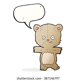 el oso de peluche de caricatura con burbuja de habla
