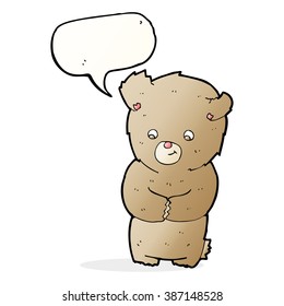 cartoon teddy bear with speech bubble