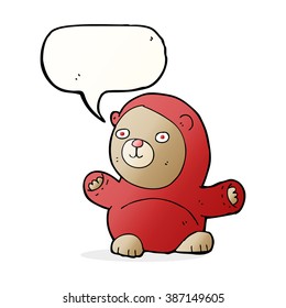 el oso de peluche de caricatura con burbuja de habla