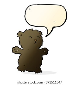 el oso de peluche de caricatura con burbuja de habla
