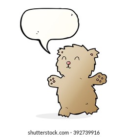 cartoon teddy bear with speech bubble