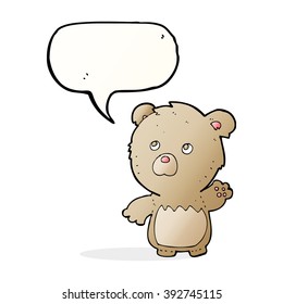el oso de peluche de caricatura con burbuja de habla