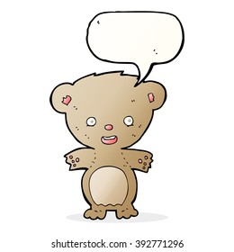 cartoon teddy bear with speech bubble