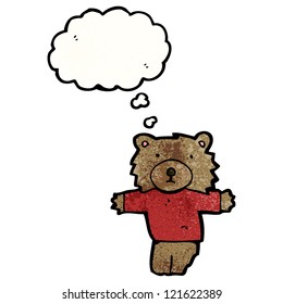 el oso de peluche de caricatura con burbuja de pensamiento