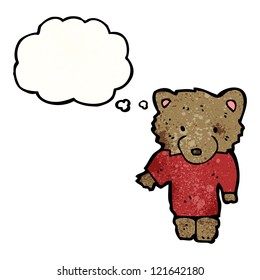 el oso de peluche de caricatura con burbuja de pensamiento