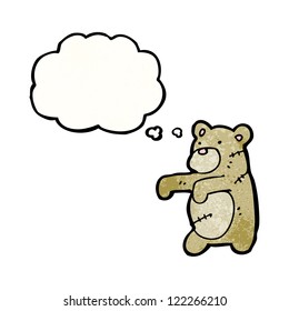 el oso de peluche de caricatura con burbuja de pensamiento