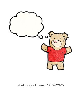 el oso de peluche de caricatura con burbuja de pensamiento