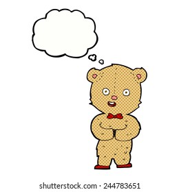 el oso de peluche de caricatura con burbuja de pensamiento