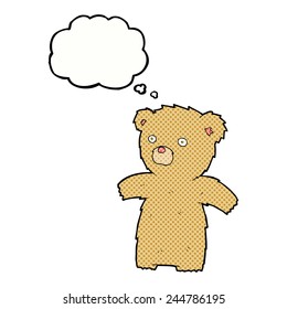 el oso de peluche de caricatura con burbuja de pensamiento
