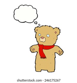 cartoon teddy bear with thought bubble