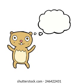 el oso de peluche de caricatura con burbuja de pensamiento