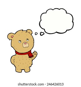 cartoon teddy bear with thought bubble