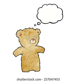 cartoon teddy bear with thought bubble