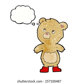 el oso de peluche de caricatura con burbuja de pensamiento