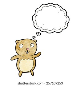 el oso de peluche de caricatura con burbuja de pensamiento