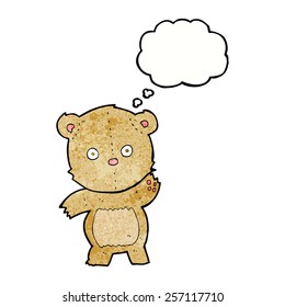 cartoon teddy bear with thought bubble