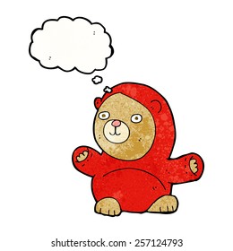 cartoon teddy bear with thought bubble