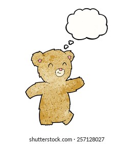 el oso de peluche de caricatura con burbuja de pensamiento