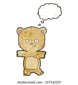 el oso de peluche de caricatura con burbuja de pensamiento