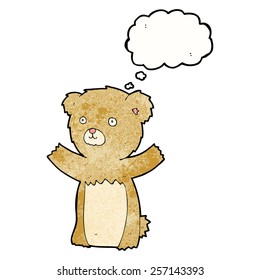 el oso de peluche de caricatura con burbuja de pensamiento