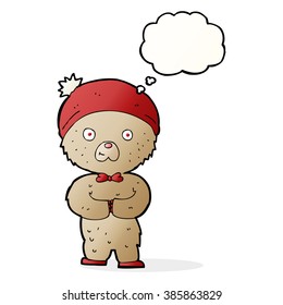 cartoon teddy bear with thought bubble