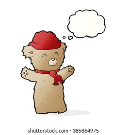 cartoon teddy bear with thought bubble