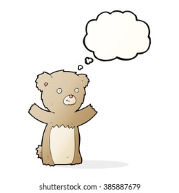 el oso de peluche de caricatura con burbuja de pensamiento