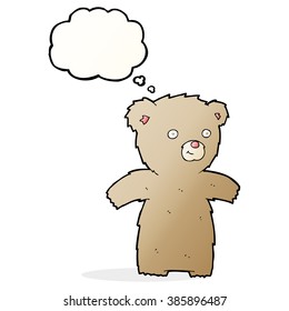 el oso de peluche de caricatura con burbuja de pensamiento