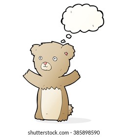 el oso de peluche de caricatura con burbuja de pensamiento