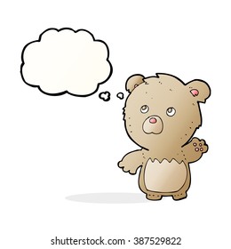 cartoon teddy bear with thought bubble