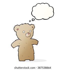 cartoon teddy bear with thought bubble