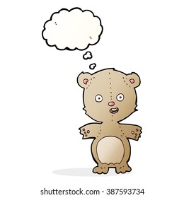 cartoon teddy bear with thought bubble