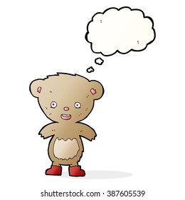 el oso de peluche de caricatura con burbuja de pensamiento