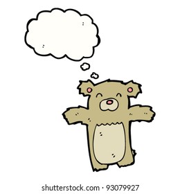 el oso de peluche de caricatura con burbuja de pensamiento