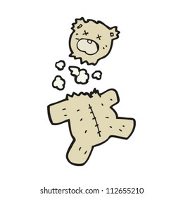 caricatura de osito de peluche con la cabeza rota