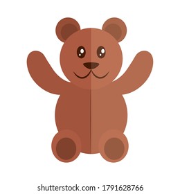 cartoon teddy bear toy object for small children to play, flat style icon vector illustration